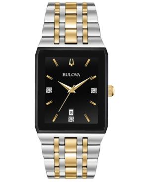 Bulova Men's Diamond-accent Two-tone Stainless Steel Bracelet Watch 30.5x45mm, Created For Macy's