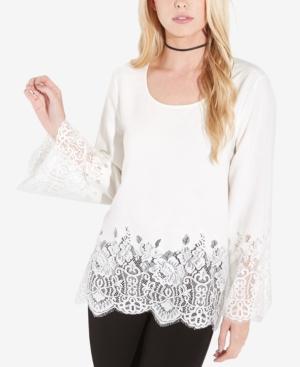 Karen Kane Lace-border Bell-sleeve Top