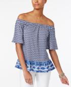 Ny Collection Petite Printed Off-the-shoulder Top