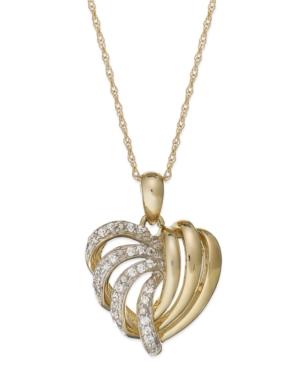 Wrapped In Love 14k Gold Diamond Heart Pendant Necklace (1/6 Ct. T.w.), Created For Macy's