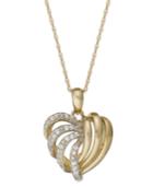 Wrapped In Love 14k Gold Diamond Heart Pendant Necklace (1/6 Ct. T.w.), Created For Macy's