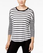 Calvin Klein Performance Striped Three-quarter Sleeve Top
