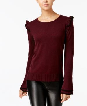 Bcx Juniors' Ruffle-shoulder Sweater