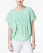 Bcx Juniors' Crocheted Poncho Blouse