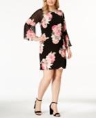 Jessica Howard Plus Size Floral-print Bell-sleeve Dress