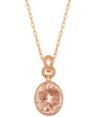 Lali Jewels Morganite (26-1/2 Ct. T.w.) And Diamond (1/2 Ct. T.w.) Pendant Necklace In 18k Rose Gold