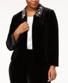Tahari Asl Plus Size Beaded-collar Cropped Jacket