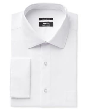 Alfani Men's Classic/regular Fit White Step Twill Texture French Cuff Dress Shirt, Only At Macy's