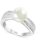 Effy Cultured Freshwater Pearl (8-1/2mm) & Diamond (1/10 Ct. T.w.) Ring In Sterling Silver