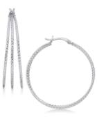 Textured Triple Hoop Earrings In Sterling Silver