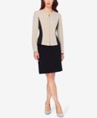 Tahari Asl Colorblocked Peplum Skirt Suit