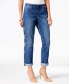 Style & Co Curvy Embroidered Boyfriend Jeans, Created For Macy's