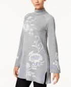 Style & Co Embroidered Turtleneck Tunic Sweater, Created For Macy's