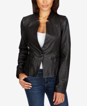 Lucky Brand Leather Single-button Blazer