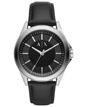 Ax Armani Exchange Men's Drexler Black Leather Strap Watch 44mm