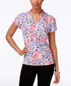 Charter Club Crossover Wrap Top, Floral Print