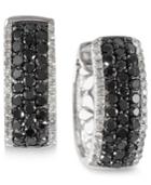Caviar By Effy Black And White Diamond Hoop Earrings (1-1/3 Ct. T.w.) In 14k White Gold