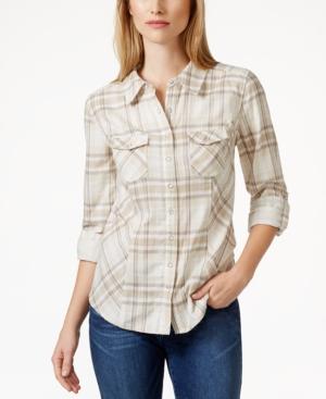 Style & Co. Button-down Plaid Top, Only At Macy's