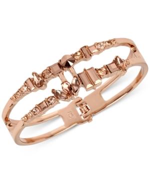 Kenneth Cole New York Rose Gold-tone Multi-crystal Openwork Hinged Bangle Bracelet