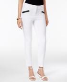 Thalia Sodi Faux-leather-trim Skinny Pants, Created For Macy's