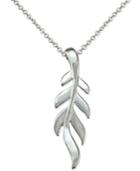 Stylized Leaf Pendant Necklace In Sterling Silver