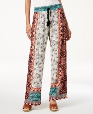Be Bop Juniors' Patchwork-print Wide-leg Pants