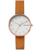 Skagen Women's Signature Tan Leather Strap Watch 36mm Skw2624