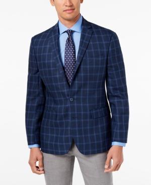 Ryan Seacrest Distinction Men's Modern-fit Navy Windowpane Sport Coat, Created For Macy's