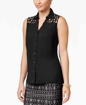 Thalia Sodi Lattice-cutout Blouse, Only At Macy's
