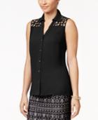 Thalia Sodi Lattice-cutout Blouse, Only At Macy's