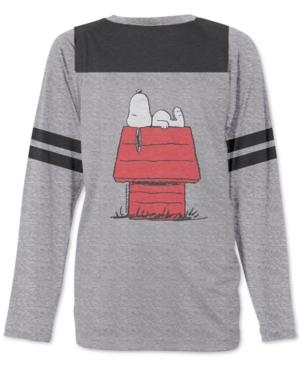 Jem Men's Peanuts Snoopy Lounging Graphic-print Raglan-sleeve Football T-shirt