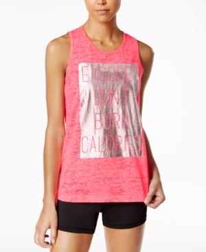 Material Girl Active Juniors' Slit-back Graphic Tank Top, Created For Macy's