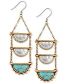 Lucky Brand Two-tone And Stone Ladder Drop Earrings