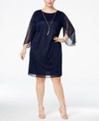 Msk Plus Size Split Angel-sleeve Necklace Glitter Dress