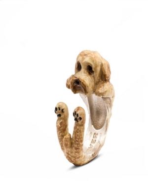 Labradoodle Beige Hug Ring In Sterling Silver And Enamel