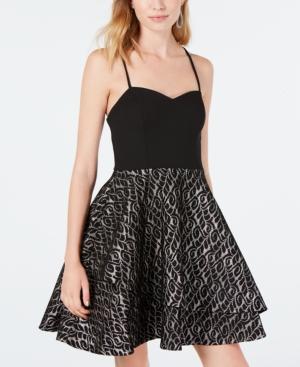 Sequin Hearts Juniors' Bonded Lace Fit & Flare Dress