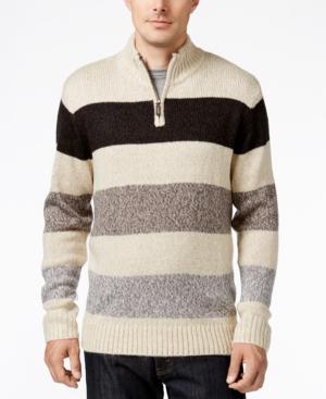 Tricots St. Raphael Men's Stripe Quarter-zip Mock-collar Sweater