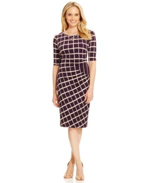 Connected Petite Grid-print Sheath Dress