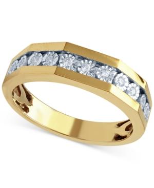 Beautiful Beginnings Men's Diamond Wedding Ring (1/8 Ct. T.w.) In 14k Yellow Gold