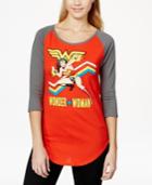 Bioworld Juniors' Wonder Woman Graphic Baseball Tunic T-shirt