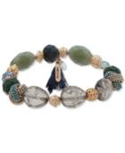 Lonna & Lilly Gold-tone Multi-bead & Tassel Stretch Bracelet