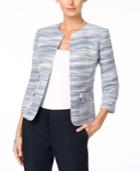 Kasper Petite Jacquard Open-front Blazer