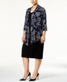 Connected Plus Size Layered-look Printed Jacket Dress