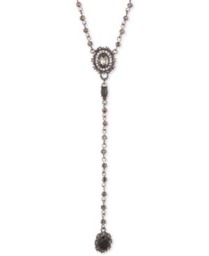 Marchesa Hematite-tone Stone & Crystal Lariat Necklace, 16 + 3 Extender