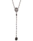 Marchesa Hematite-tone Stone & Crystal Lariat Necklace, 16 + 3 Extender