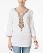 Charter Club Embellished Jacquard Tunic, Only At Macy's