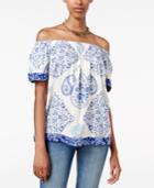 Lucky Brand Off-the-shoulder Printed Top