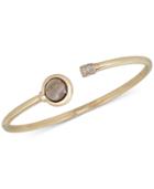 Smoky Quartz (1-1/2 Ct. T.w.) And Diamond (1/5 Ct. T.w.) Bangle Bracelet In 14k Gold Over Sterling Silver