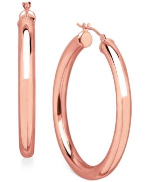Polished Tube Hoop Earrings In 14k Rose Gold