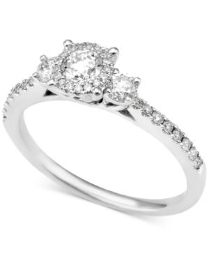 Diamond Halo Engagement Ring (5/8 Ct. T.w.) In 14k White Gold